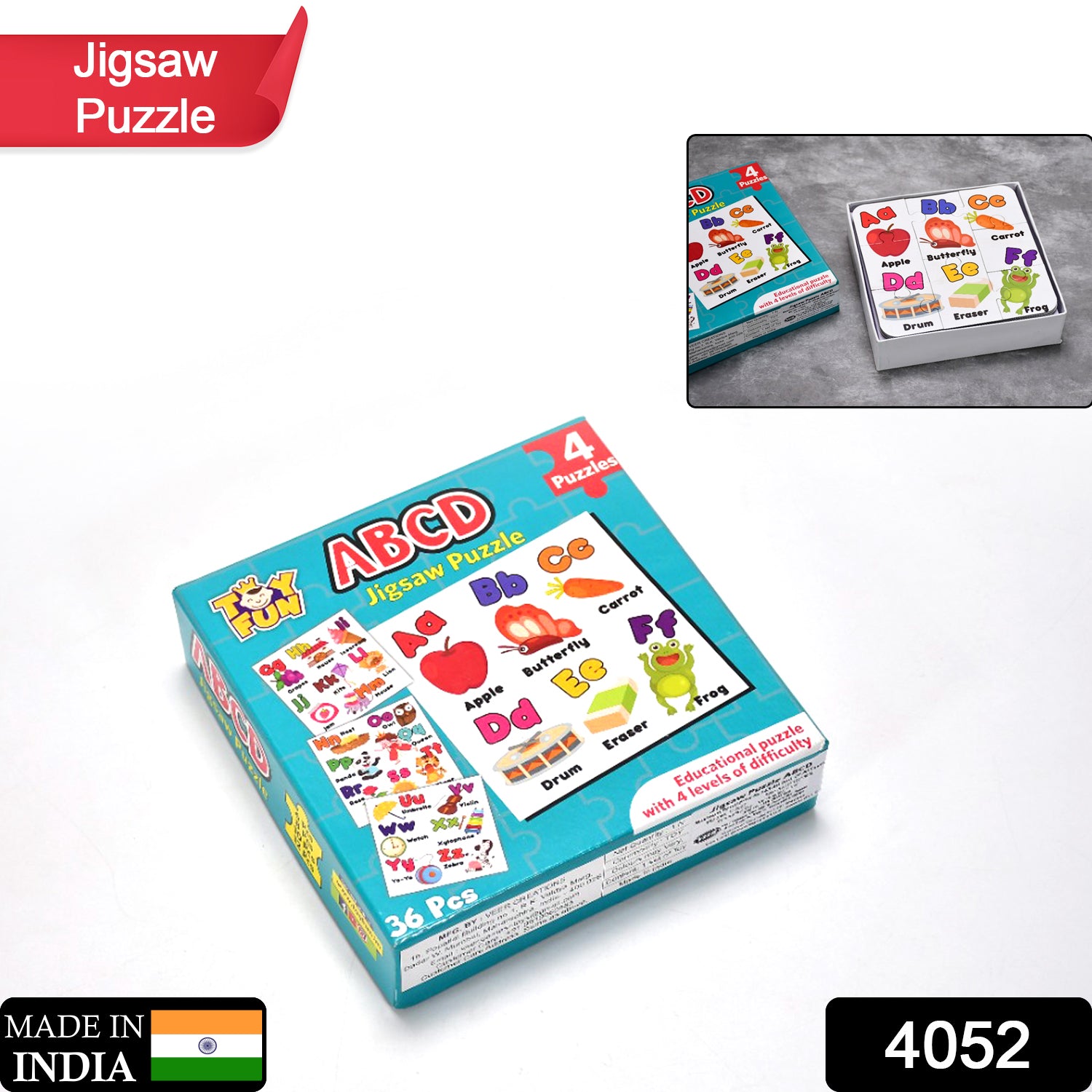 4052 Learning Abcd Jigasaw Toy Puzzle For Children (4 Puzzles Pack) 4052 Learning Abcd Jigasaw Toy Puzzle For Children (4 Puzzles Pack)